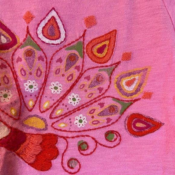 Baby Gap Girls Peacock T Shirt 3T Embroidered Boho Bird Colorful Keyhole Back - Picture 7 of 8